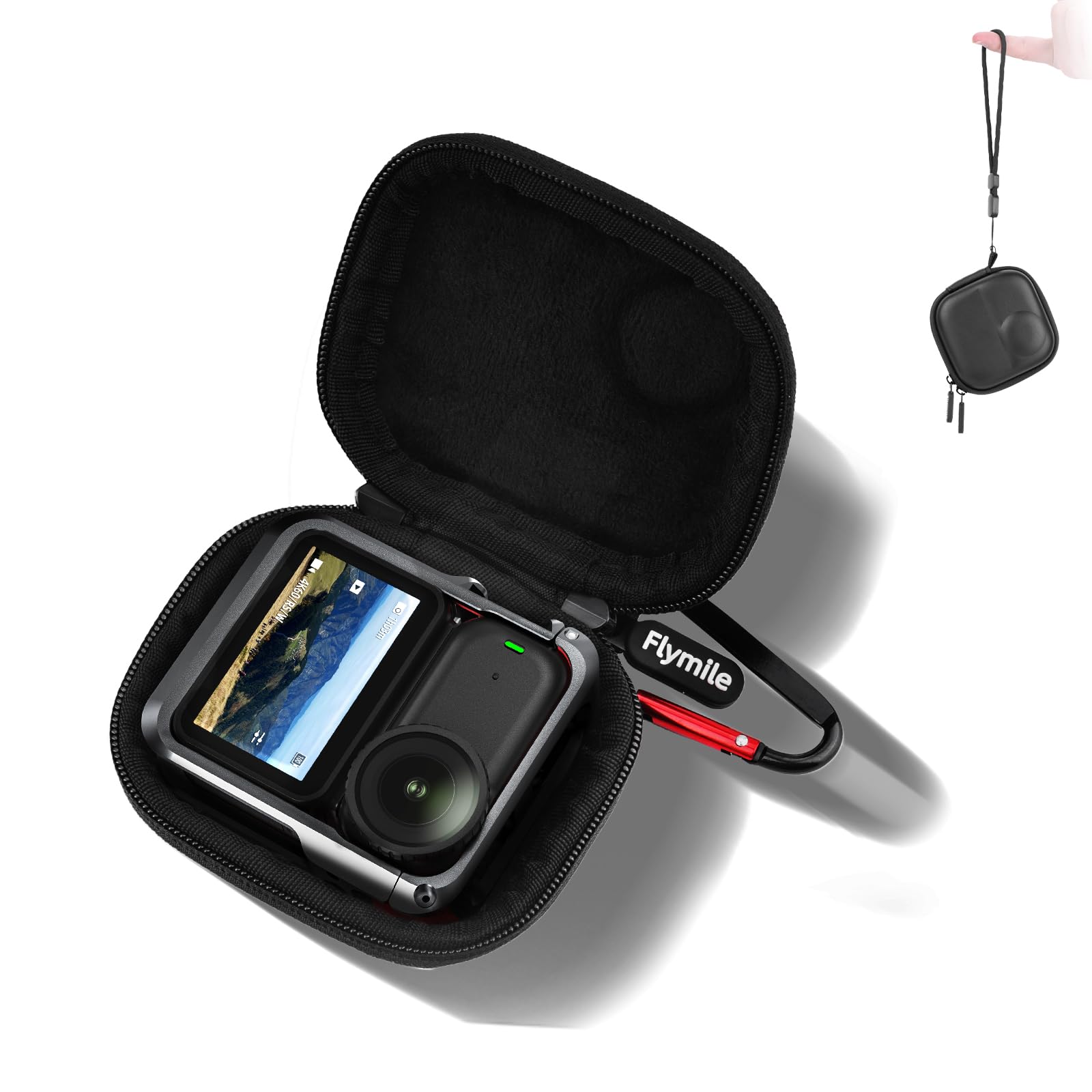 Osmo Nano Carrying Case (for Cage), Storage Small Bag for DJI Osmo Nano, Travel PU Hard Shell Portable Cover Protector With Carabiner & Wrist Strap Camera Protective Accessories