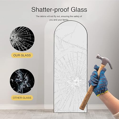 Miniatura 7 de ITSRG Espejo de suelo, espejo de longitud completa con soporte, espejo de pared arqueado, espejo sin vidrio de 18 x 58 pulgadas, espejo de suelo