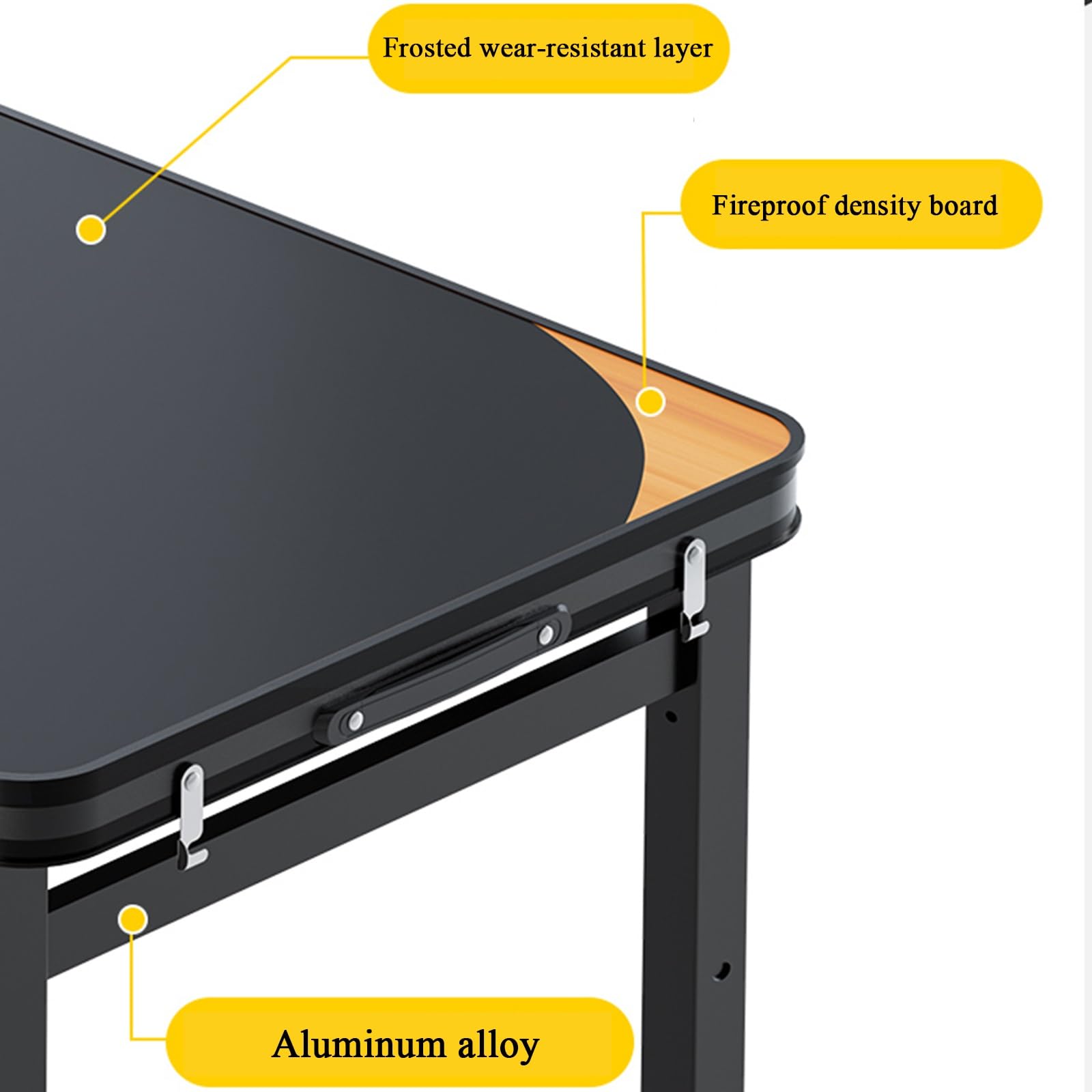Tavolo da campeggio pieghevole portatile, altezza regolabile, alluminio + MDF, ideale per uso interno/esterno, picnic in spiaggia, 100 x 50 cm, leggero e facile da trasportare