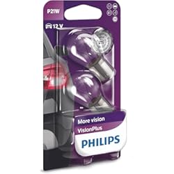 Bombillas Freno Coche Philips 12498VPB2 VisionPlus - Lampara de señalización para coches (P21W, 2 unidades)