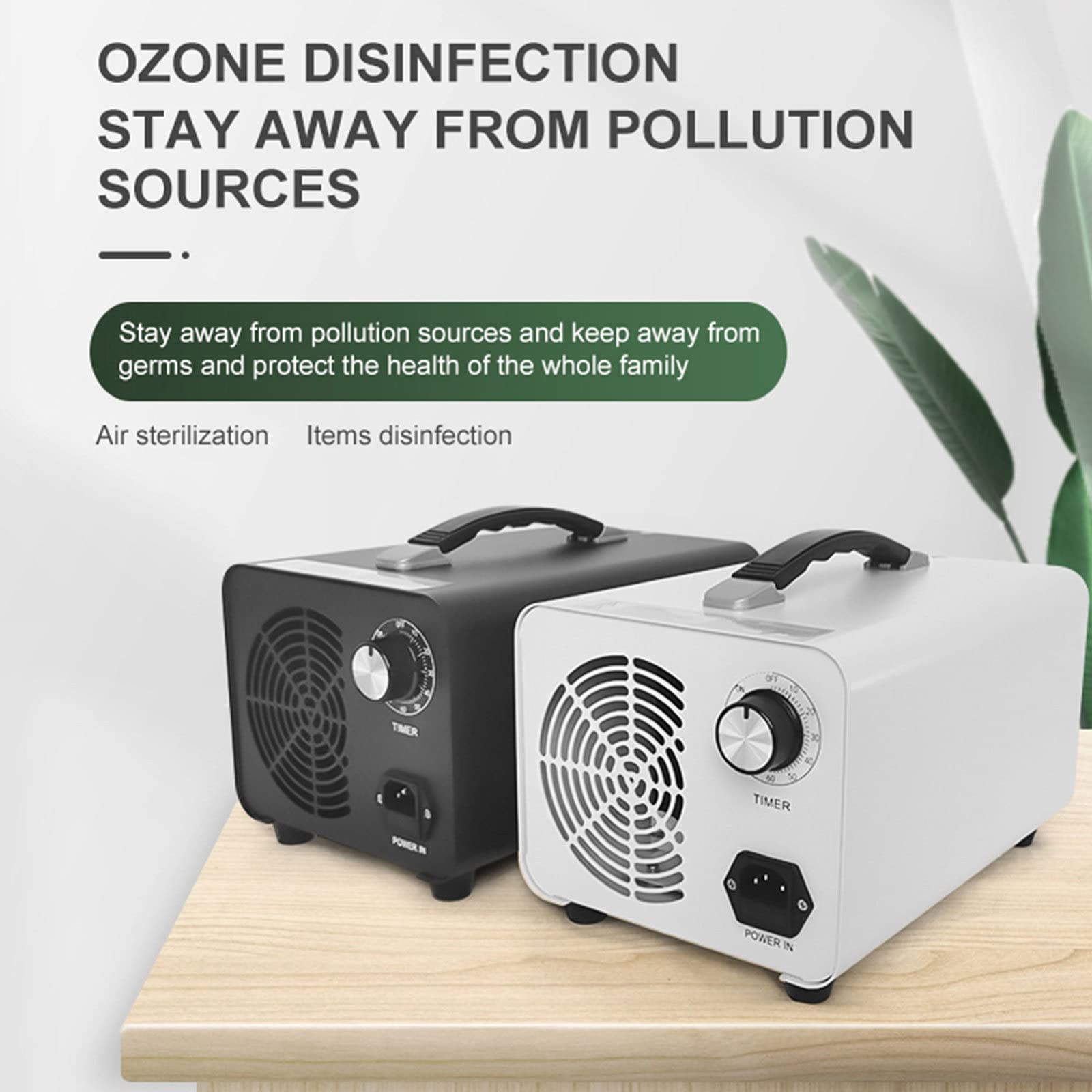 RDJSHOP Generador de Ozono Ozonizador con Temporizador, Generadores de Ozono para Coche Hoteles Sótano Mascotas Habitaciones,White-40000mg/h