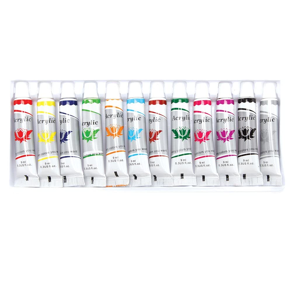 Baker Ross FE583 Acrylic Paints Set - Pack of 12, Acrylic Paint, Kids Paint Set, Art Sets for Children