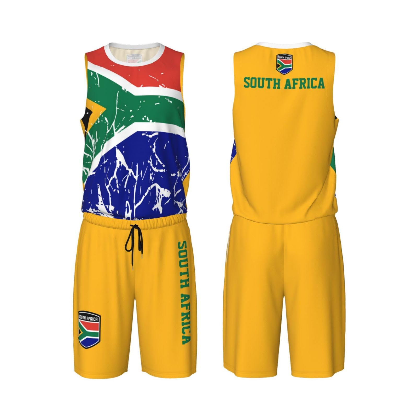 South Africa Flag Grain (5) Basketball Jersey Uniform Suit for Men Women Adults Training Athletic Set