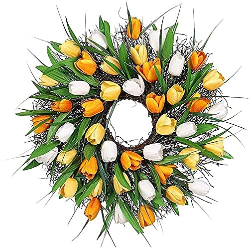 Couronne de tulipes de porte d'entrée haut de gamme au design réaliste