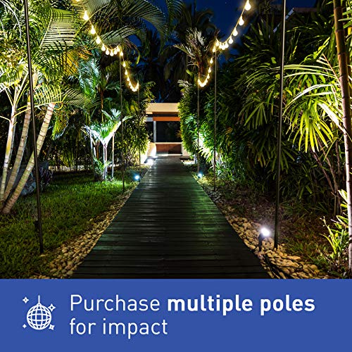 Holiday Styling String Light Poles for Outdoors (2 x 9ft) Push Down Middle to Stay Strong Straight and Sturdy to Hang LED Hanging Solar Bulbs for House Garden Cafe Wedding Party