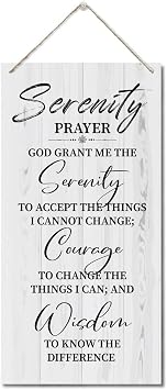 Serenity Prayer Sign, Printed Wood Plaque Sign Wall Hanging, Christian Decor Wood Sign Gift, God Grant Me The Serenity Wall Decor Framed, Farmhouse Live Room Bedroom Decor Wall Art Sign 12" x 6"