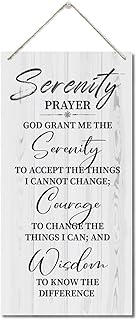Serenity Prayer Sign, Printed Wood Plaque Sign Wall Hanging, Christian Decor Wood Sign Gift, God Grant Me The Serenity Wall Decor Framed, Farmhouse Live Room Bedroom Decor Wall Art Sign 12" x 6"