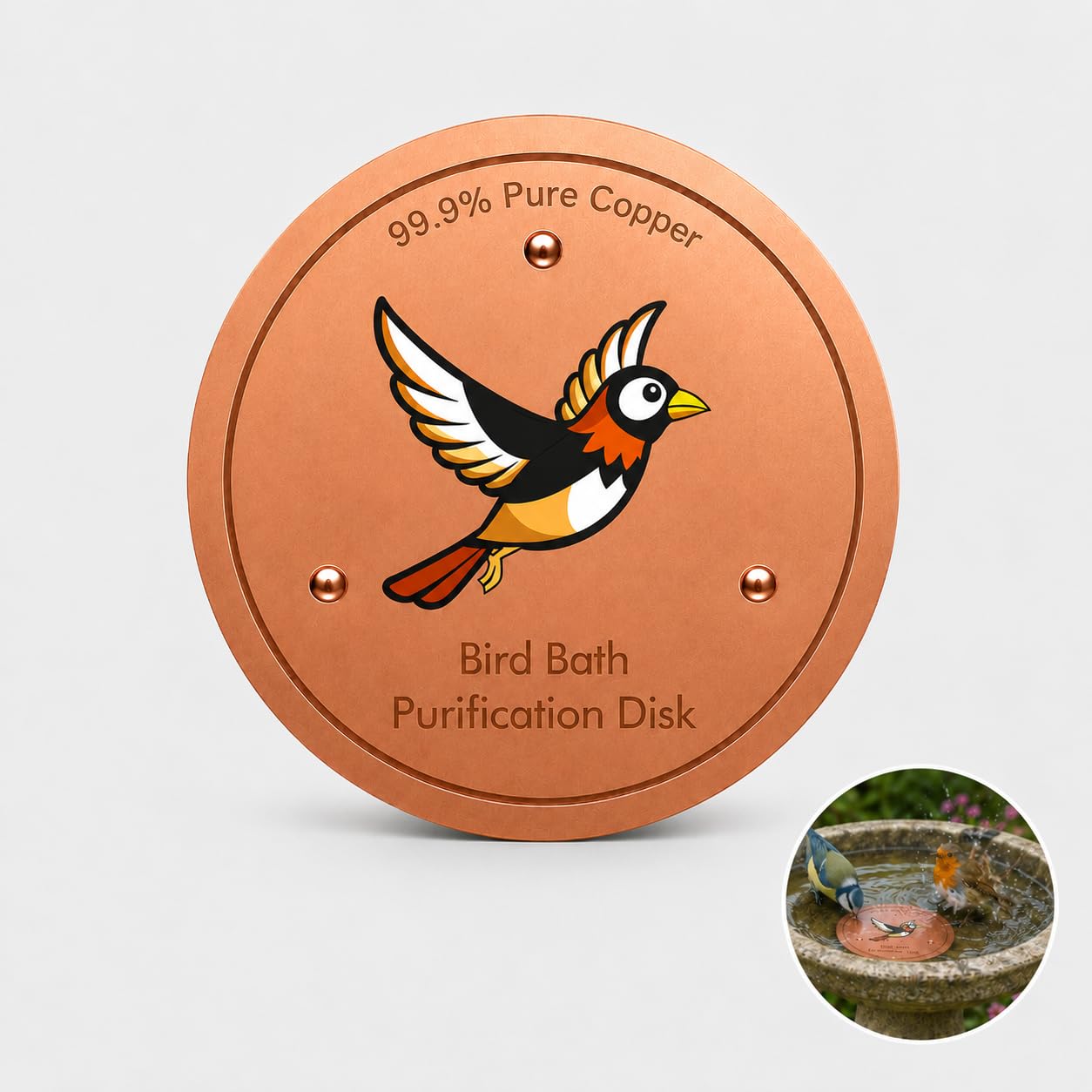 Copper Disc for Bird Bath, Copper Bird Bath 10cm 0.6mm Cleaner Disc