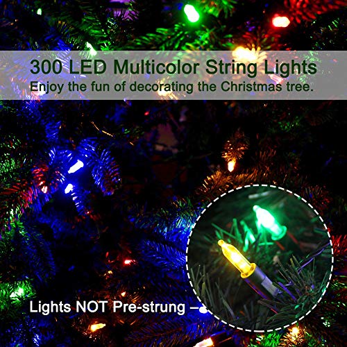 Juegoal 6 Ft Artificial Christmas Tree With 300 Led Multicolor String Lights (Not Pre-Strung) 8 Lighting Modes Fake Xmas Tree With Durable Metal Legs, 850 Tips #TOP2