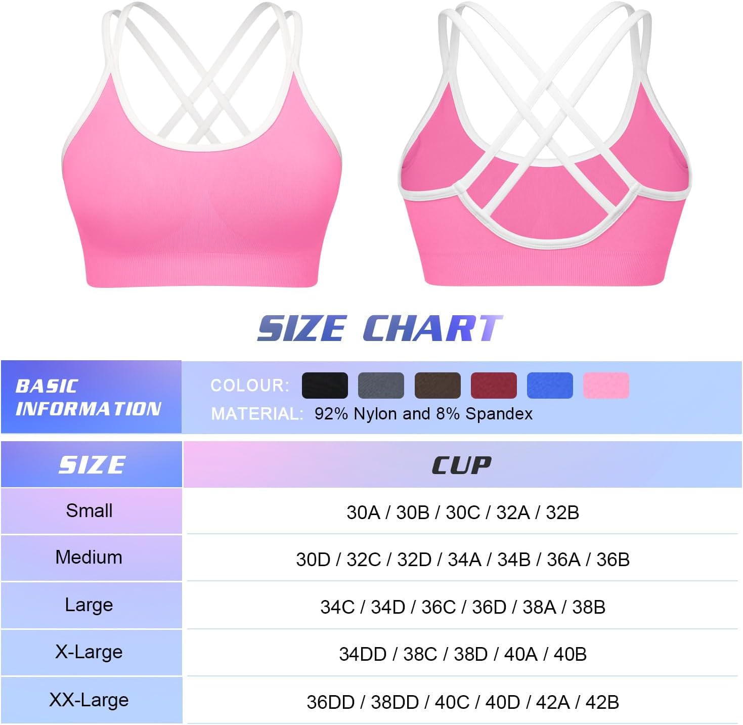 WOYYHO Cross Back Sports Bra for Women Padded Medium Support Workout Bra image 5