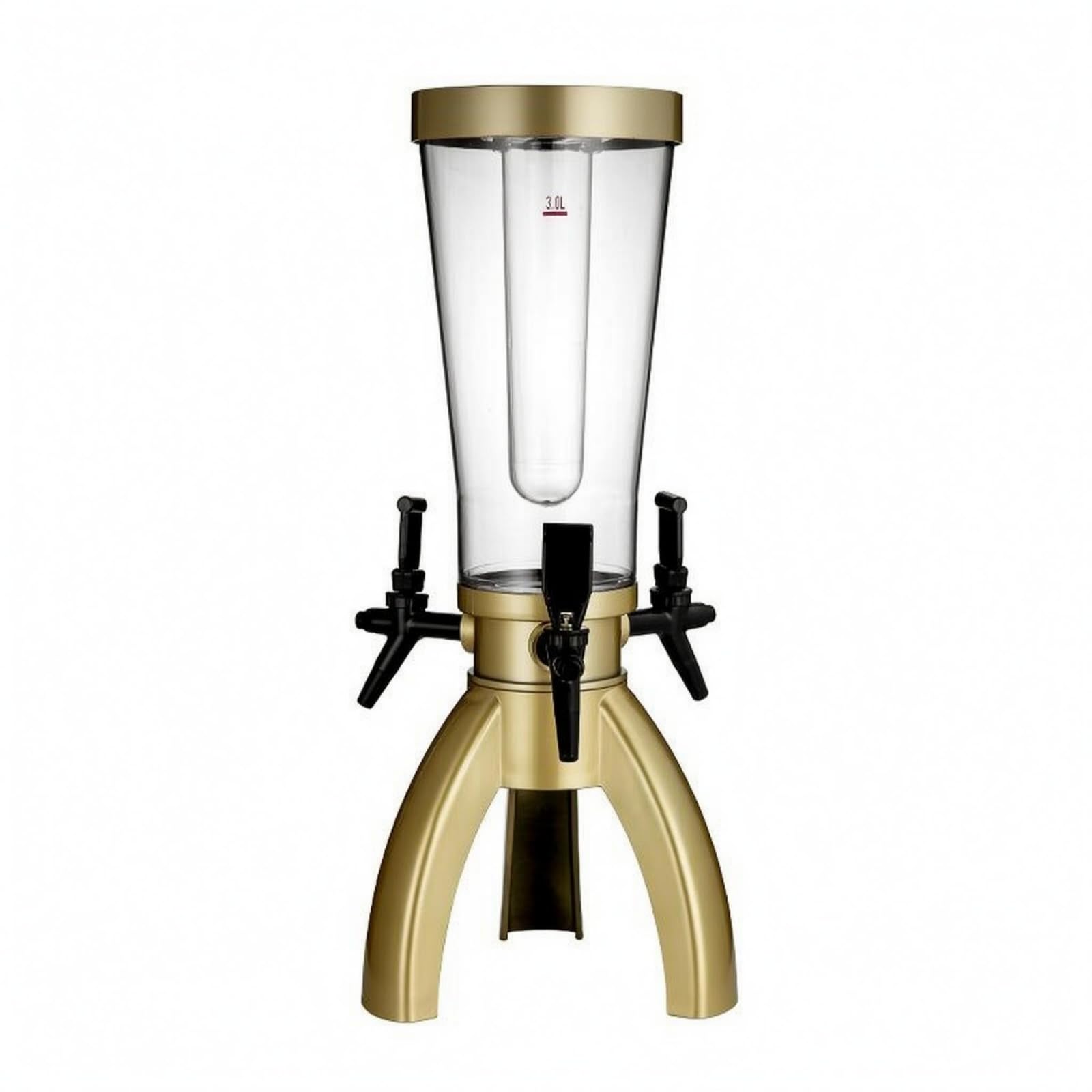 Cylindrical Three-Tap Beer Dispenser Transparent Three-Legged Keg-Style Dispenser Tall Beer Pourer Narrow, Gold-image-27