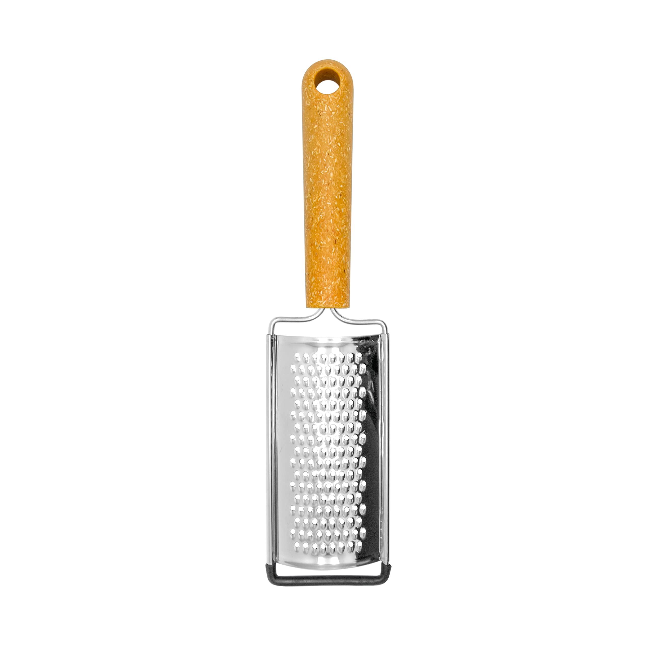 Fackelmann BIO Hand Grater, Stainless Steel Function Head With Wood Fibre Handle, 23.5x5.8x2cm, Silver & Light brown/Orange