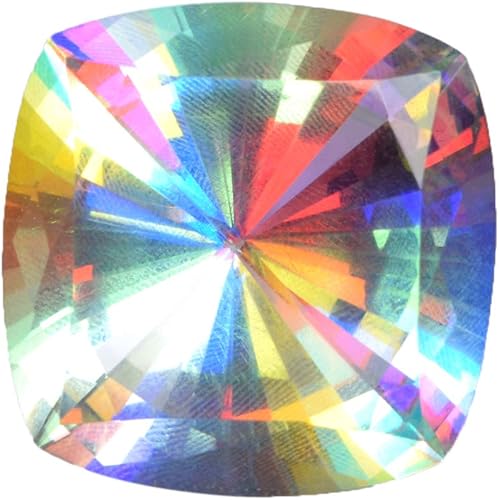 REAL-GEMS Excelente topacio místico con corte de cojín, 28,15 quilates, topacio místico blanco facetado, ideal para joyas