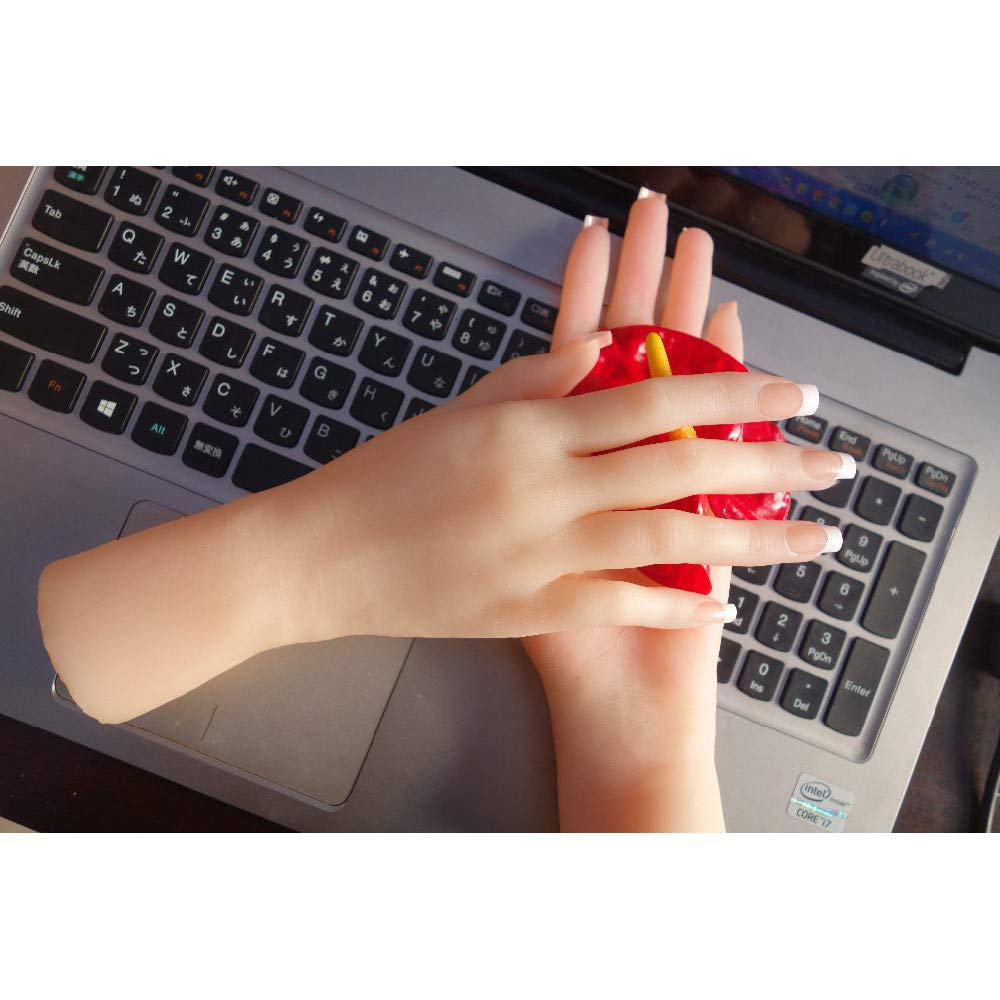 Piedi o mani in silicone, mano realistica in silicone, modello a mano in silicone, 1 paio di mani finte femminili a grandezza naturale in silicone morbido flessibile per anello braccialetto e Gl