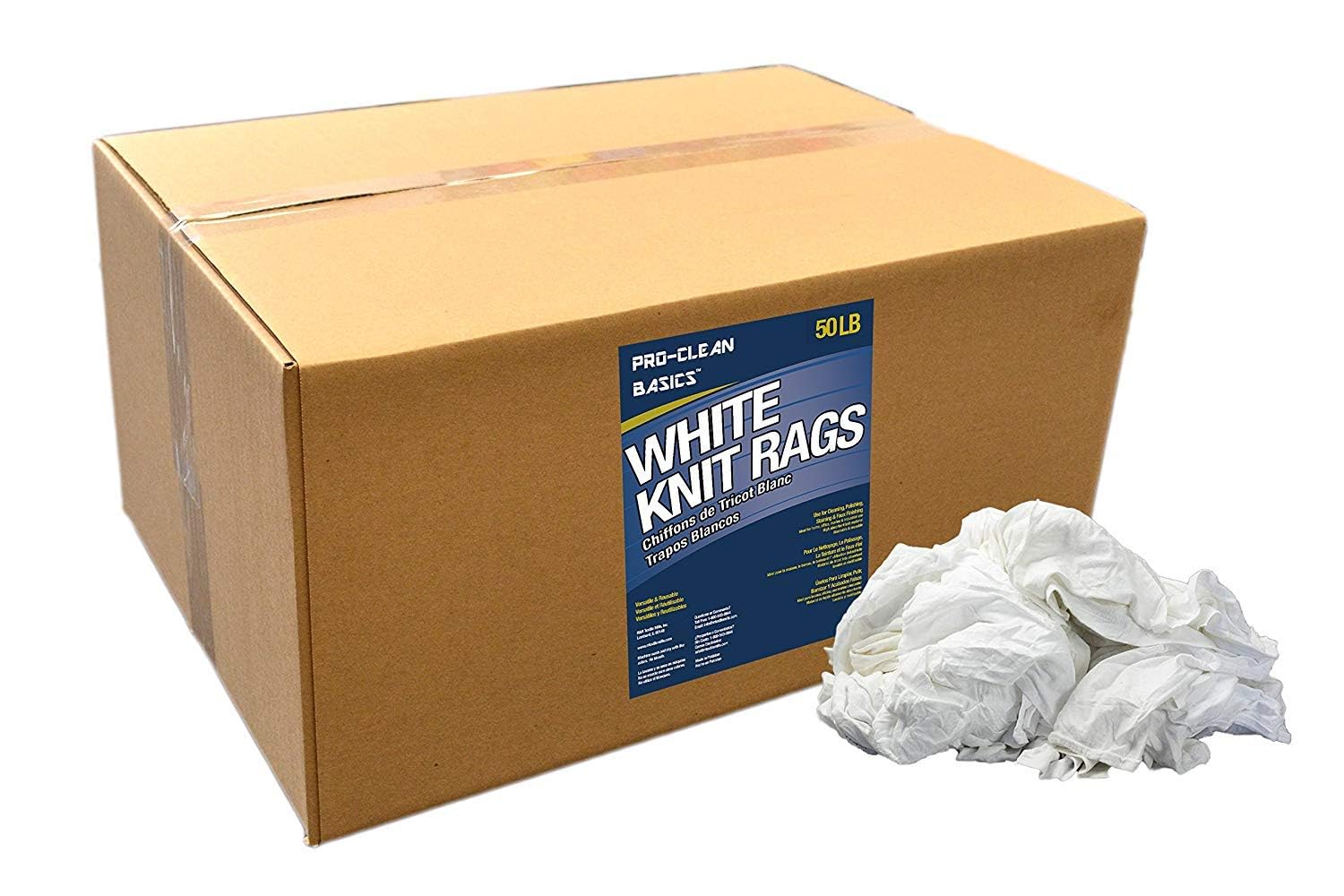 99364 Premium Supreme Quality Smooth Jersey Die Cut Cleaning T-Shirt Cloth Rags Lint Free White 800 lb Pallet