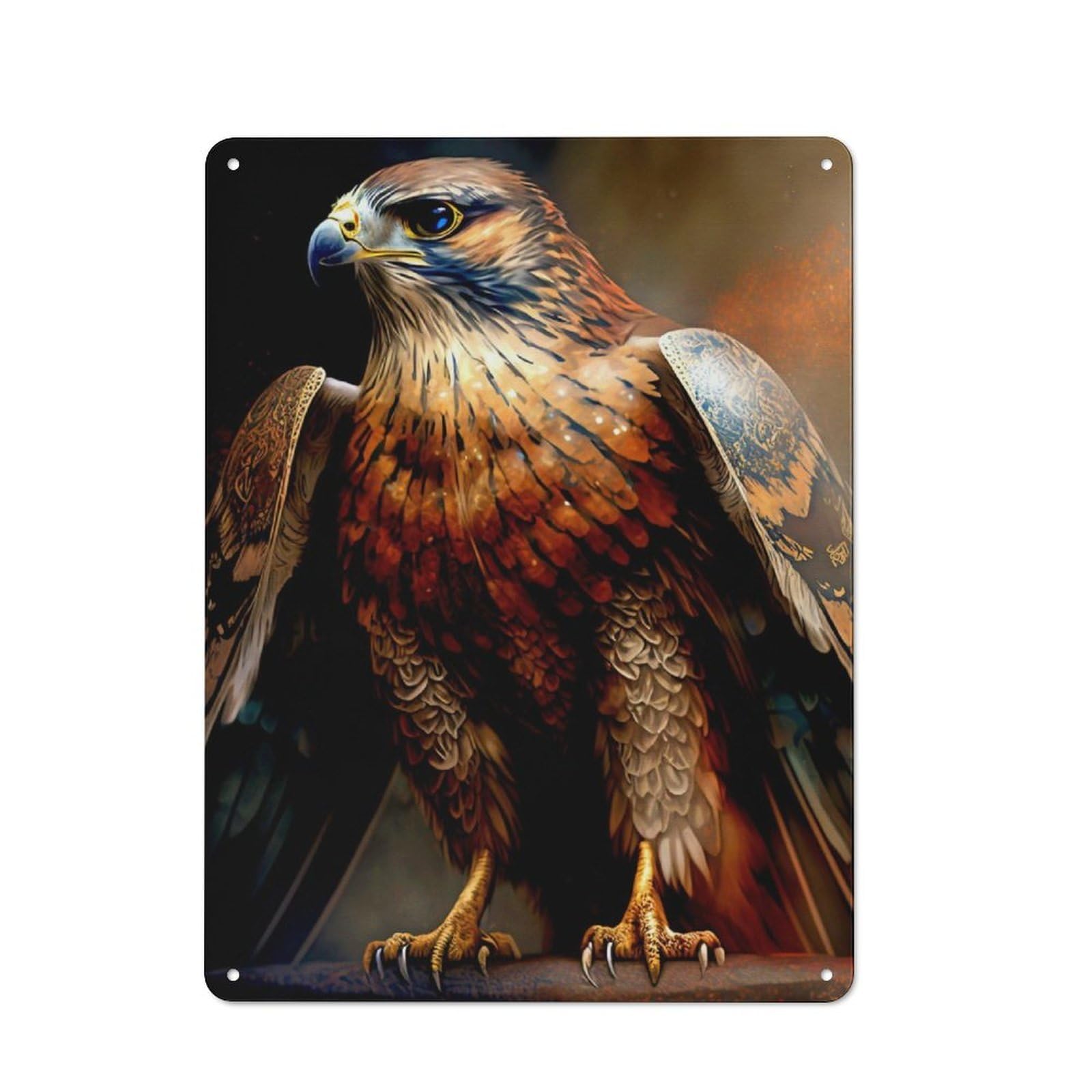 Classic Decorative Tin Plaque 40x30cm Featuring Hawk, Novelty Wall Art for Home, Shop, Pub Or Studio Wall