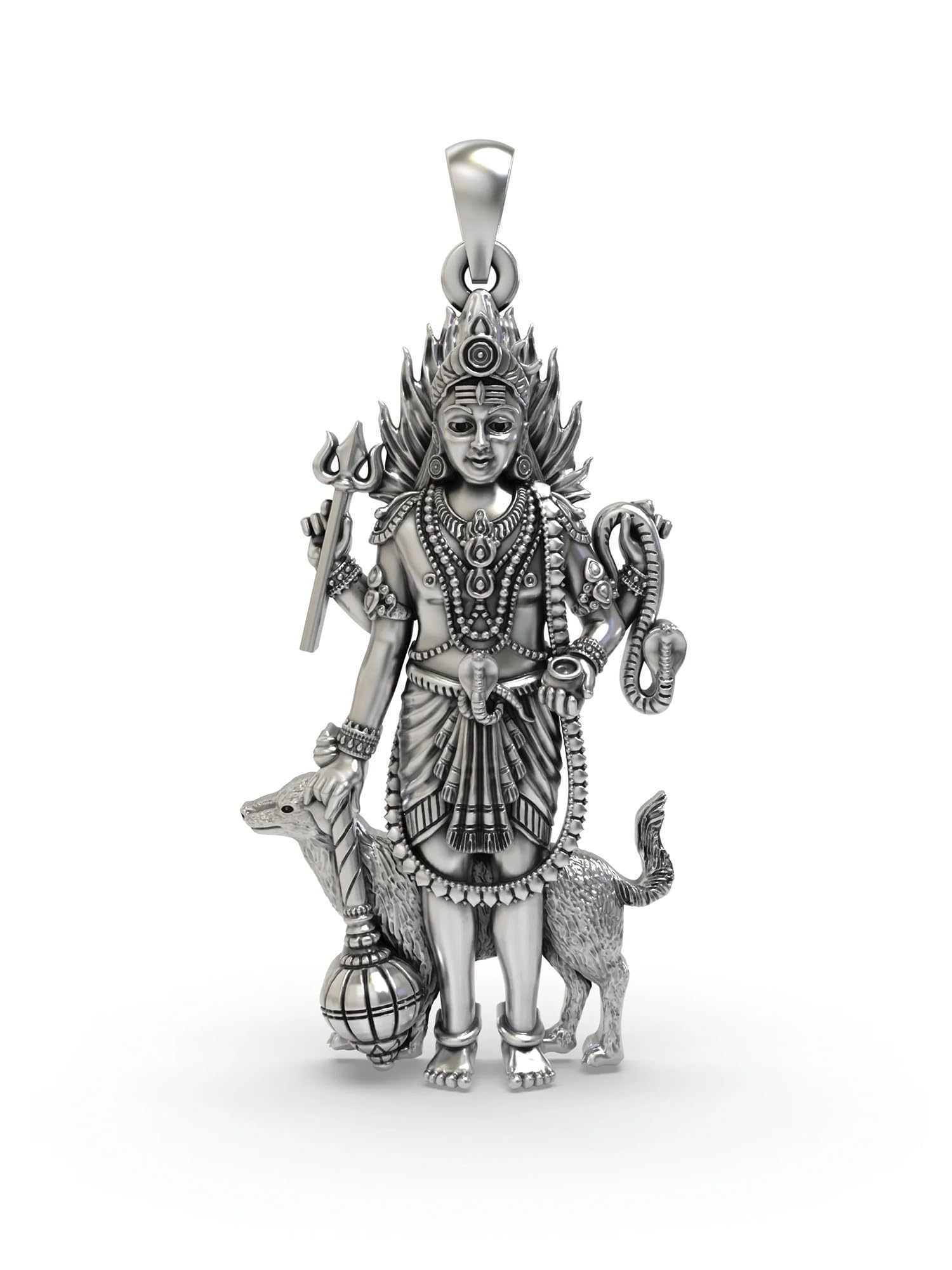 925 Sterling Silver Lord Bhairava Pendant Sacred Kaal Bhairav Icon Hindu Spiritual Charm for Men and Women-image-21