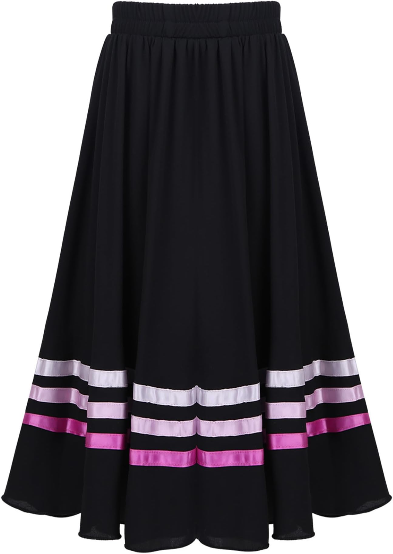 Hedmy Kids Girls Elastic High Waist Skirts Ballerina Long Maxi Pleated A-line Swing Skirt Performance Costume