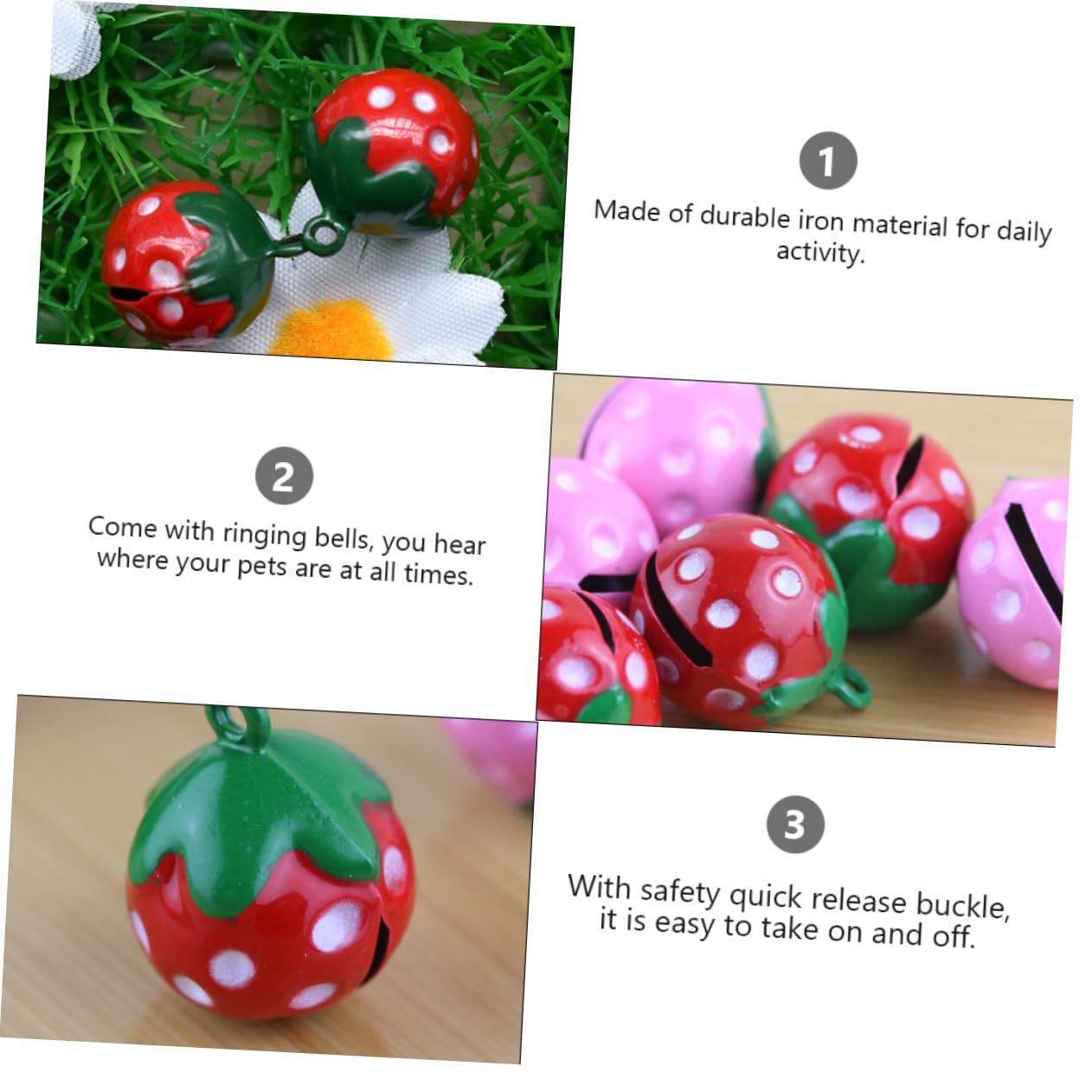 BESTonZON 10Pcs Strawberry Shape Pet Bells Cute for Pet Collars Charming Strawberry Design Accessories for and Cats for Pet Supplies and