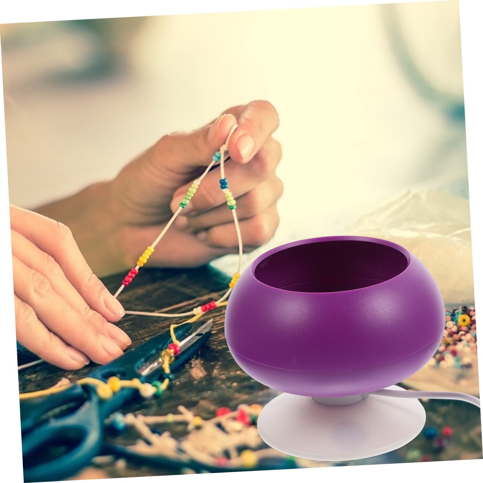 jojofuny 1 Set USB Electric Bead Spinner with Bowl for DIY Jewelry Making Durable Craft Tool Efficient Beading Accessory for Quick and Easy Stringing Random Color