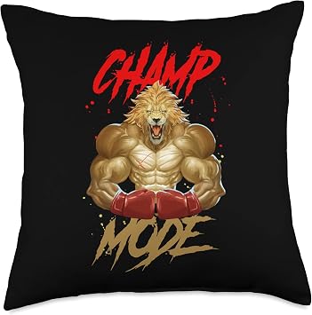 Lion Champ Mode Boxer Mma Martial Arts Boxing Beast Fighter Throw Pillow