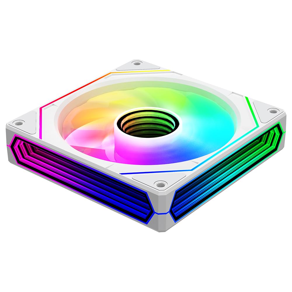 Prism 6PRO ARGB White Computer Case Fan,Infinite Mirror Light Effect Design Cooling Fan, 120mm CPU Fan PWM 1600RPM 61.5CFM 2MMH20 HDB Bearing for PC Chassis&CPU Cooler&Desktop Case