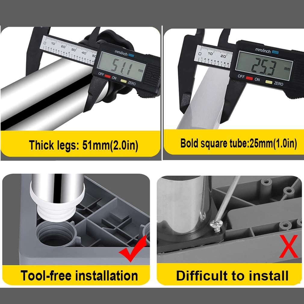 冷蔵庫・洗濯機用 高さ調節可能なステンレス製家具スタンドベース 40～65cm 傷防止・騒音低減 8フィート 頑丈サポート