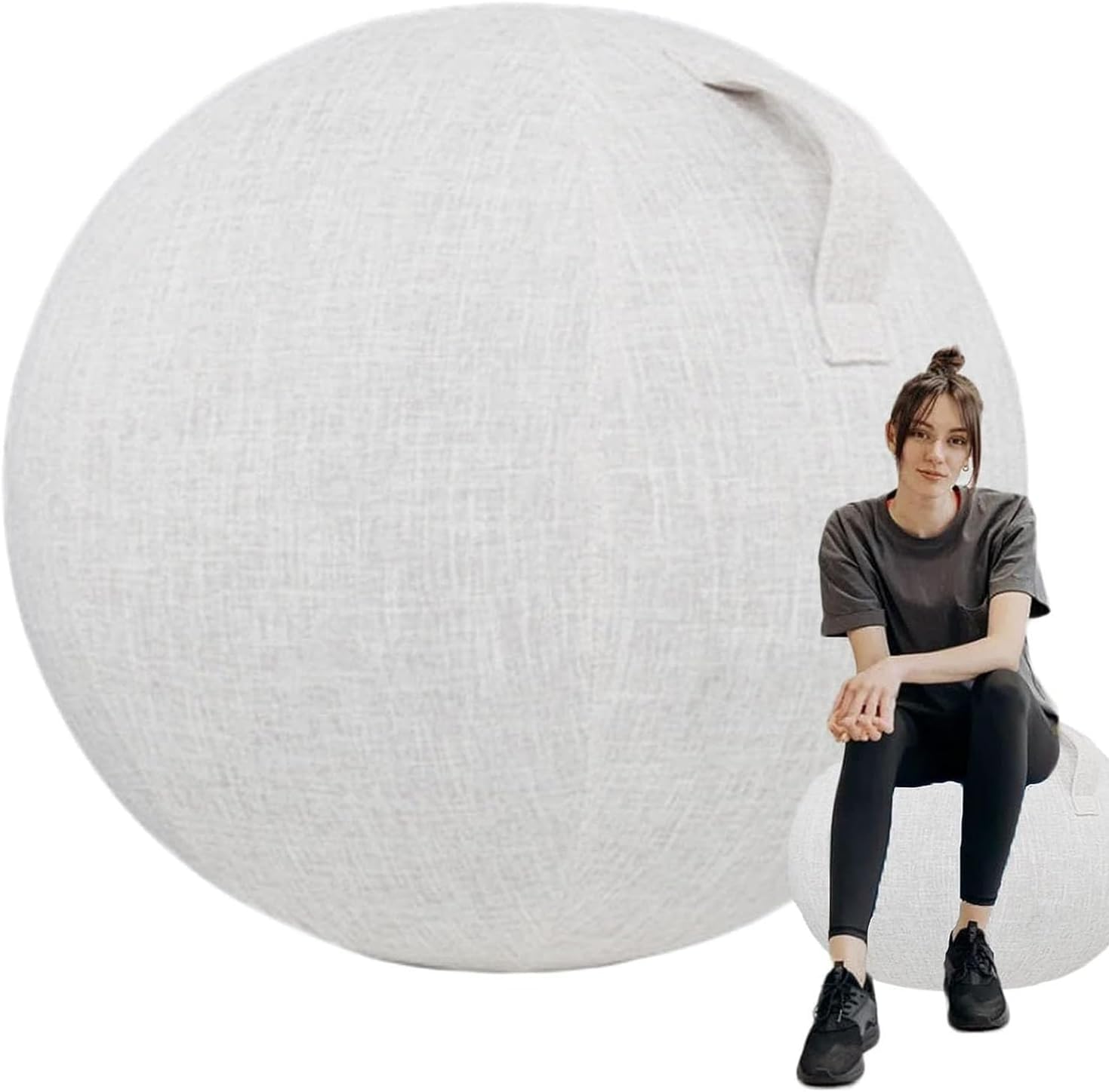 Housse De Ballon De Yoga HYLDM 85 Cm | Tissu Coton/lin Anti-dérapant, Fermeture éclair Et Poignée | Protection Contre Rayures Et Chocs, Lavable | Pour Ballon De Fitness Et De Bureau