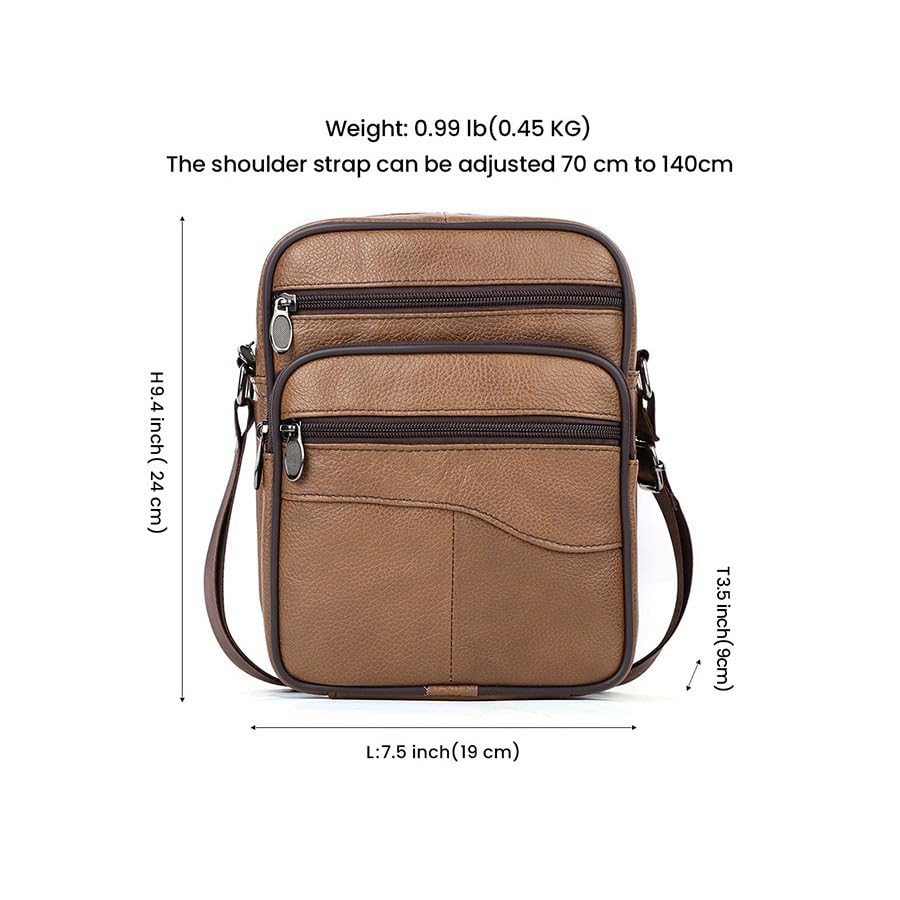 Genuine Leather Messenger Bag Waterproof Shoulder Crossbody Bag Work Daily Bag Vintage Style Casual Sling Business Handbag for Men3