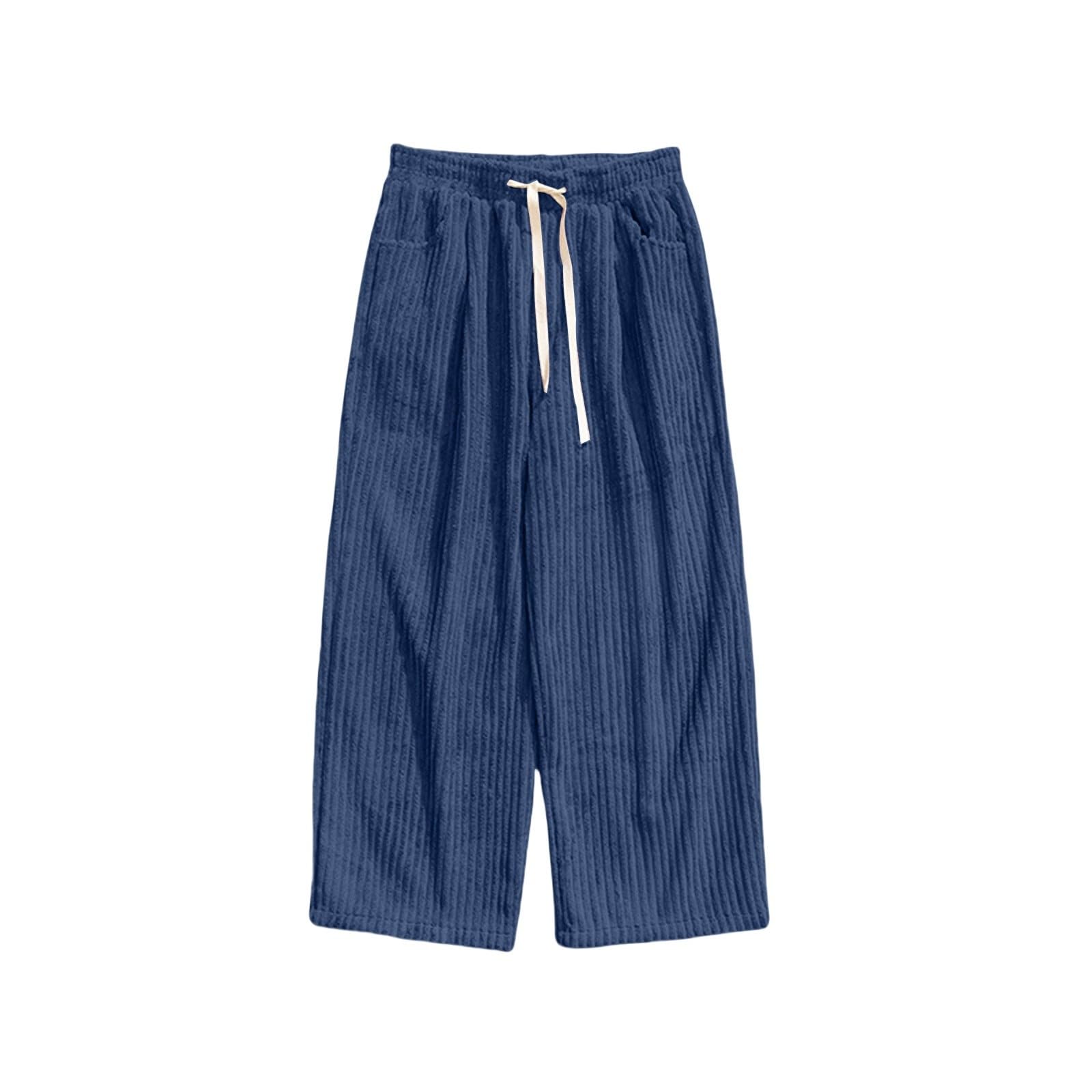 Pantalones largos de pana para hombre, pantalones largos para el tiempo libre, pantalones de chándal holgados, cómodos pantalones de chándal de pierna ancha, pantalones rectos elegantes, ropa de calle
