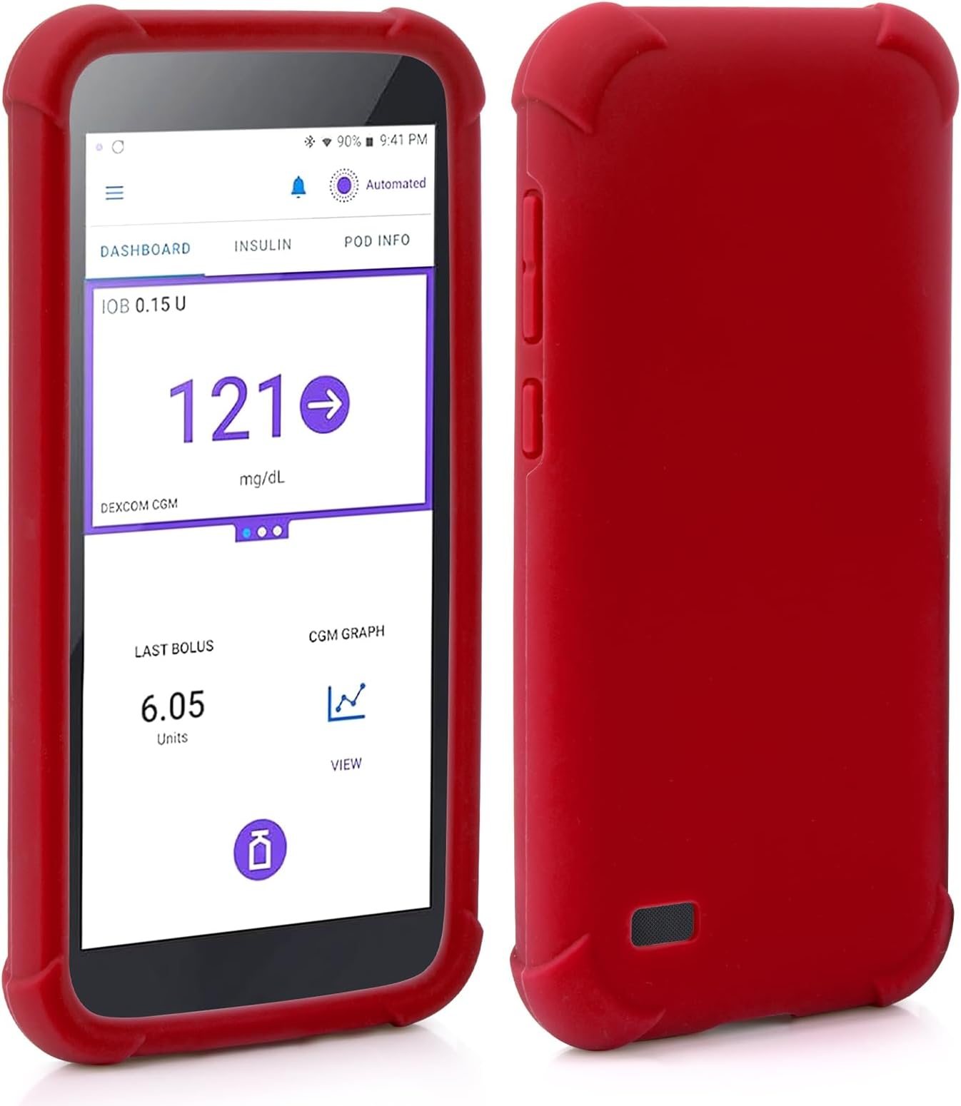 YOUSHARES Silicone Case for Omnipod 5 PDM Case - Anti-drop Omnipod 5 Cover, Shockproof, Anti-slip(Red)