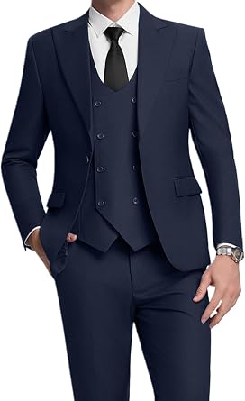 Mens Suit Slim Fit 3 Piece Suits Set Double Breasted Suit Classic Tuxedo Set for Prom Wedding Business Suit