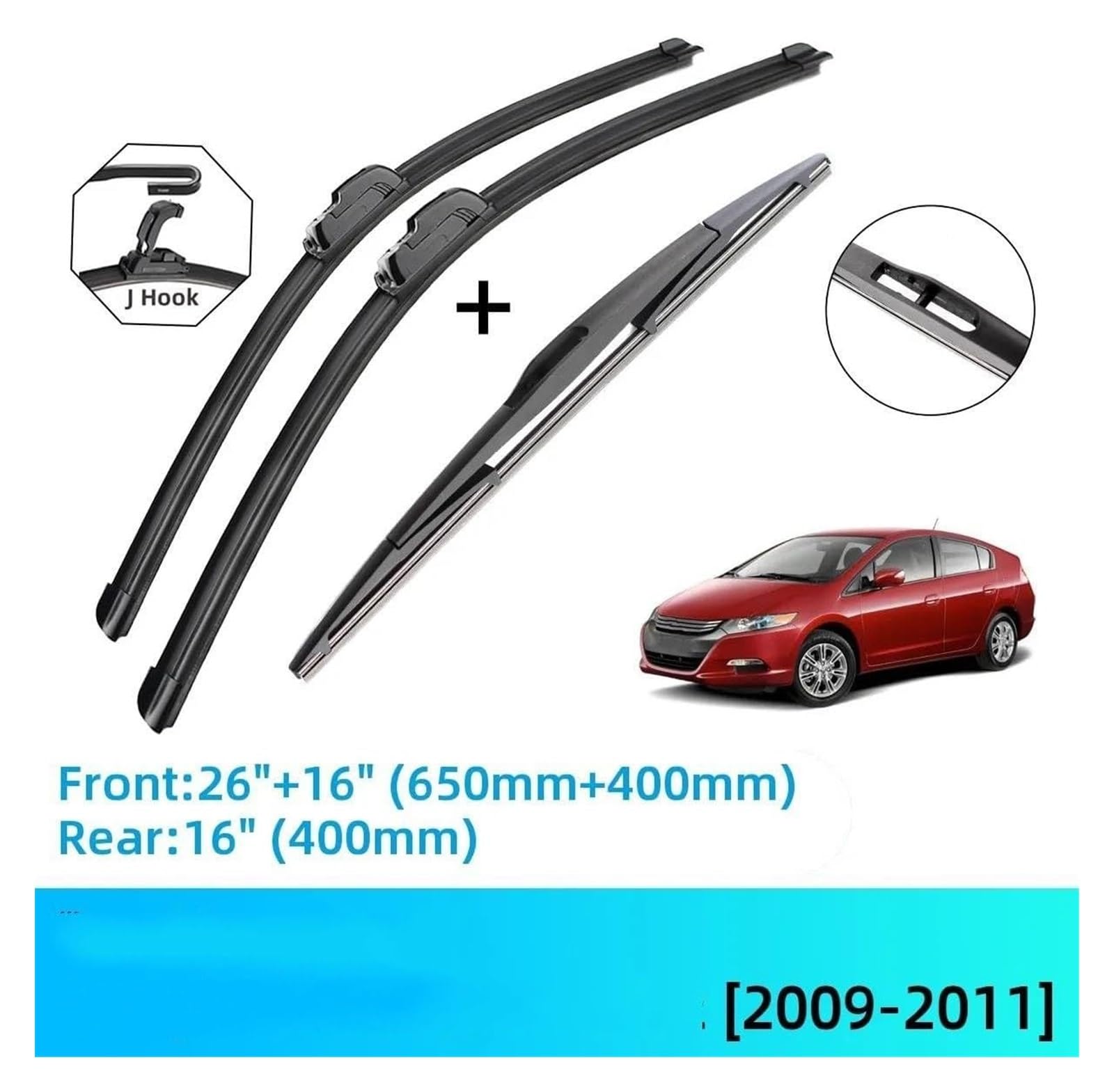 tergicristallo per Insight Hatchback MK2 2009 2010 2011 Spazzole Tergicristallo Anteriori Posteriori Spazzole Accessori JU Gancio Spazzole Tergicristallo Auto