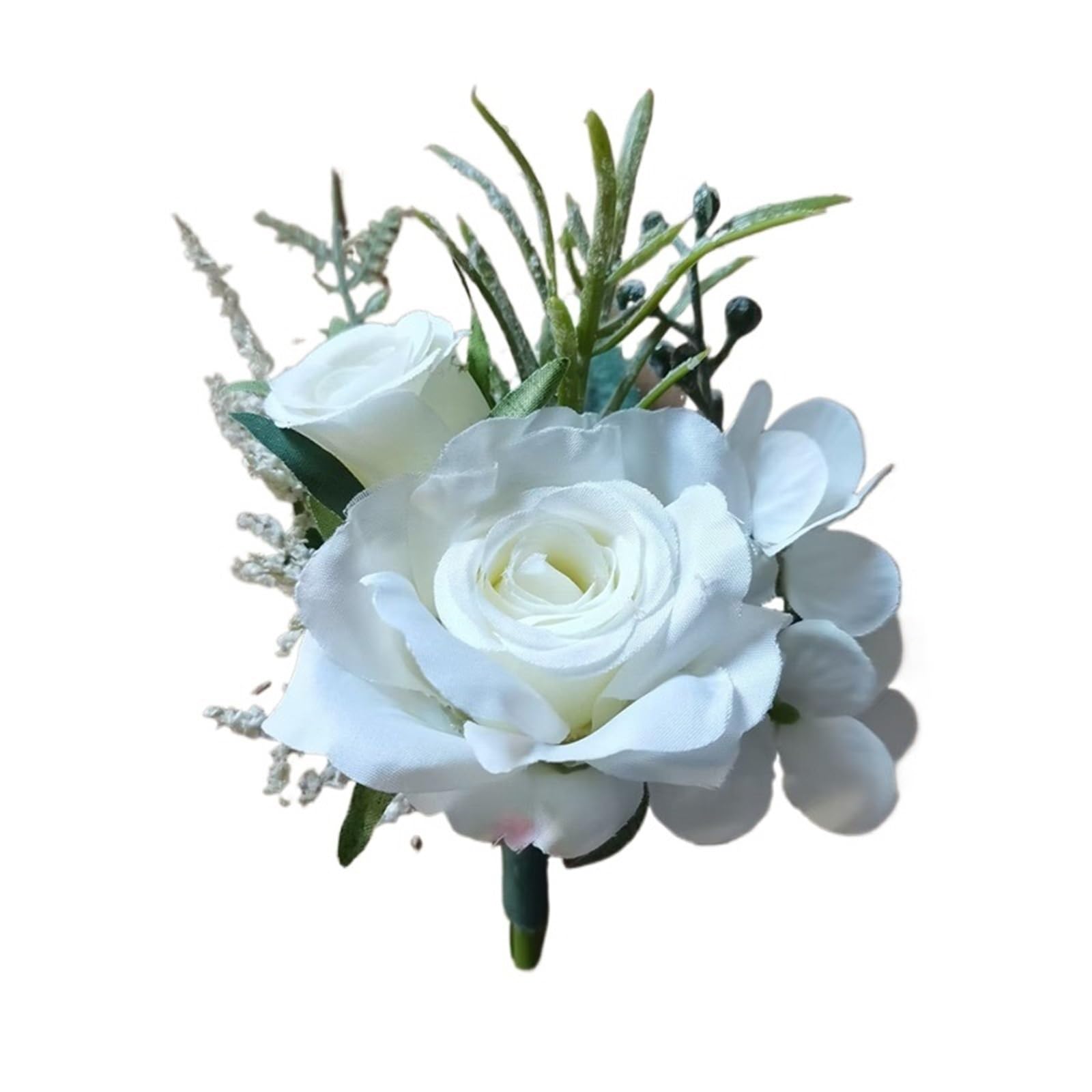WTAXBH Corsages for Weddings 3pcs Beige Boutonnieres Flowers Silk White Corsage Buttonhole Groomsmen Boutonniere For Men Wedding Accessories(Boutonniere B W)
