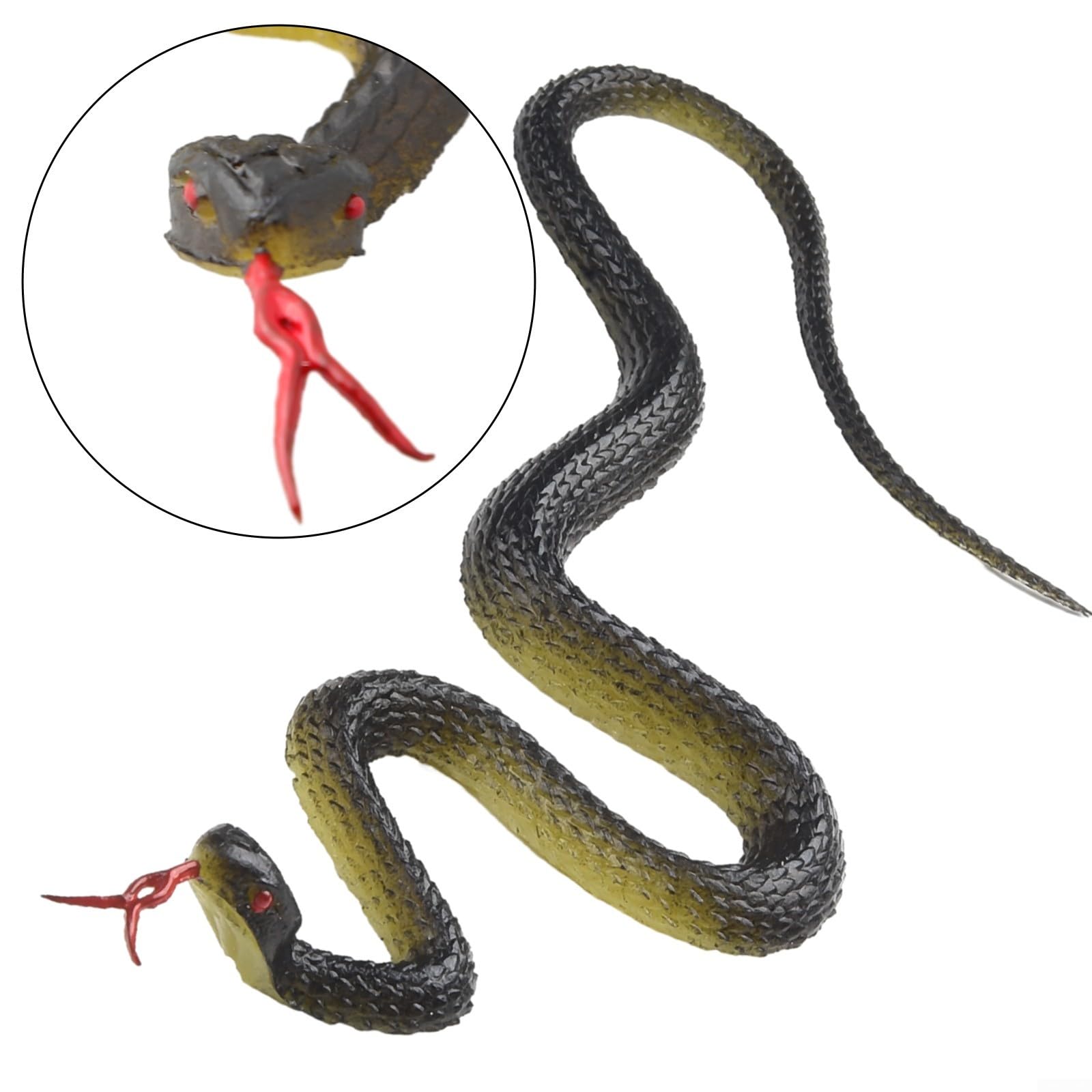 FLORMOON Serpente Finto Realistico – Giocattolo Serpente in Gomma Elastica, Accessorio per Scherzi di Halloween, Antistress, Giocattolo Educativo e Regalo di Compleanno per Bambini (Verde