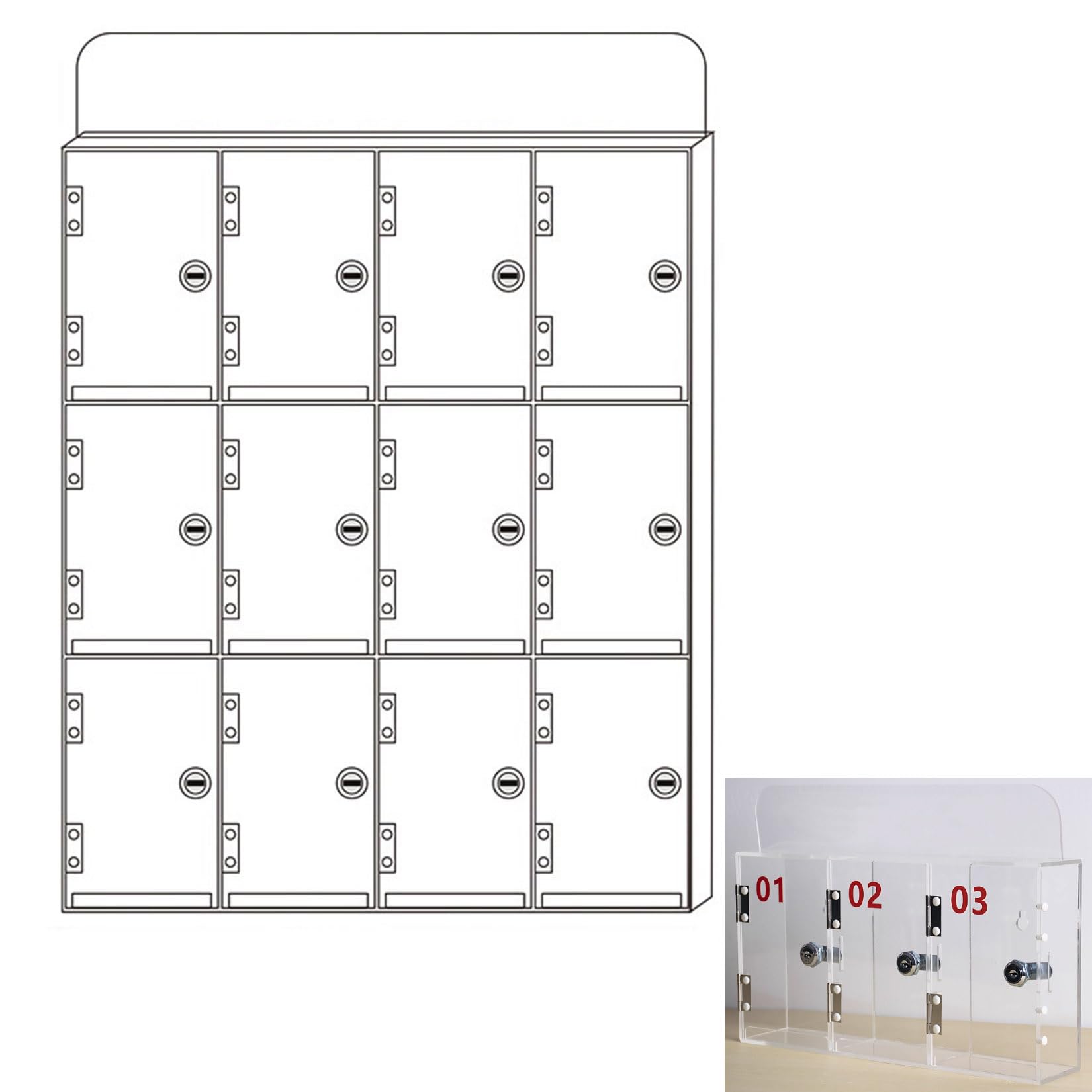 uofgcru Mobile Phone Cabinet Box Cabinet Office Supplies Cell Phone Storage Desktop Transparent Acrylic Mobile Safe Deposit Box With Lock Type A-45.7×7×55.4cm(12 Slot)