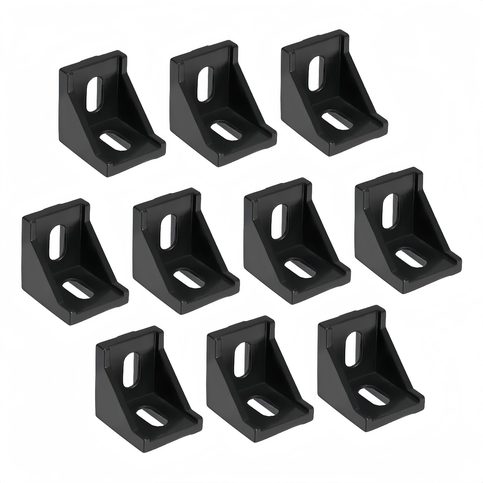 Boxonly 40mm x 40mm Inside Corner Bracket Gusset, Corner Brace Angle Bracket Fastener for Aluminum Extrusion Profile 10 Pcs(Black)