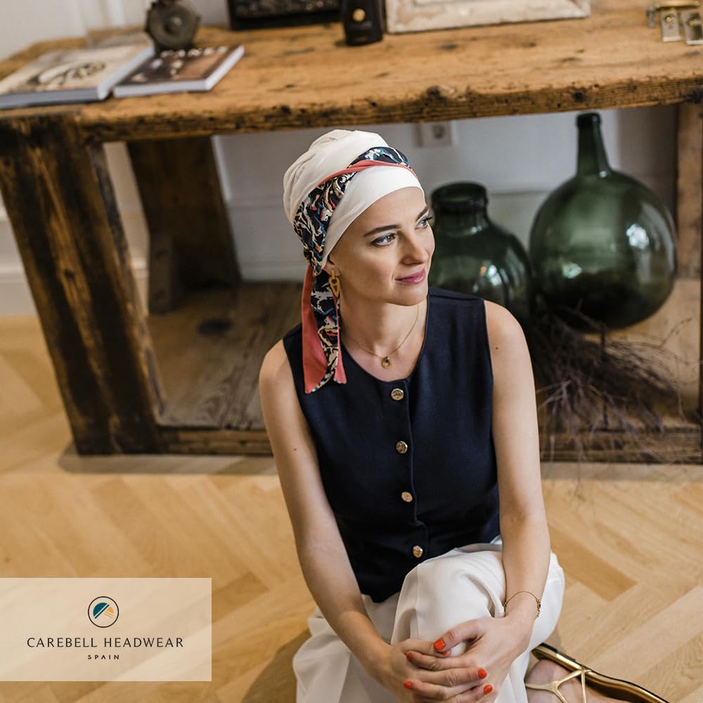 CAREBELL Pañuelo Oncológico para Quimioterapia/Protección para Alopecia/Modelo Smooth/Diseño Orsay/Transpirable, Suave y Cómodo/Hecho a Mano en España.