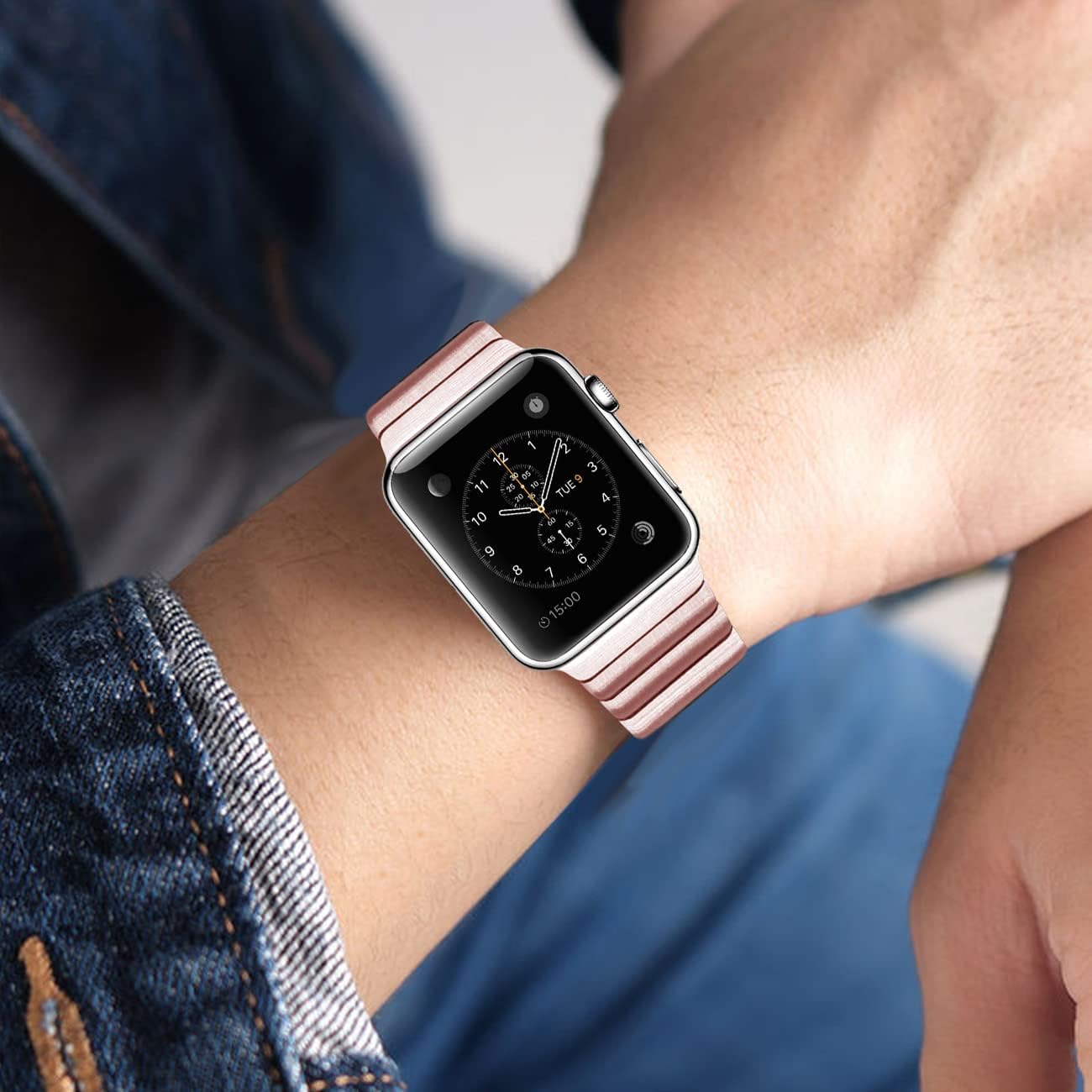 YISIWERA Metal Watch Band Compatible Apple Watch Bands 49mm 45mm 44mm 42mm 41mm 40mm 38mm Stainless Steel Watch Band for Apple Watch Ultra2 Ultra Series 9 8 7 6 5 4 3 2 1 SE SE2