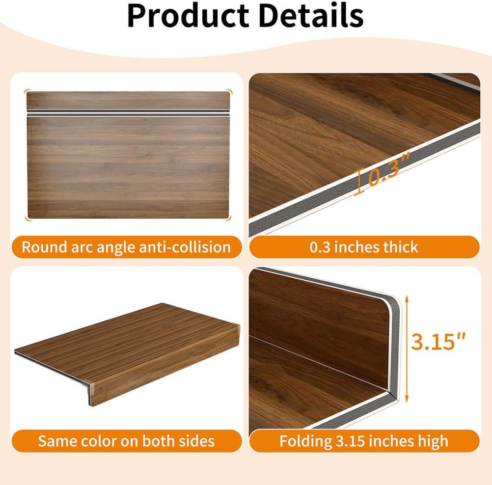 5 Pcs Wire Rack Covers, PVC Faux Wood Pantry Shelf Toppers with Acrylic Right Angle Holders, Decorative Closet & Kitchen Rack Liners (30x16 in),Walnut