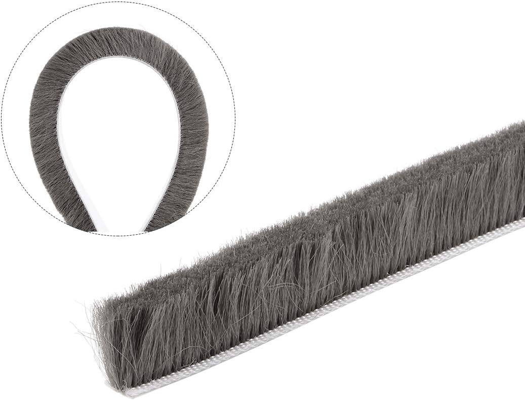 uxcell Brush Weather Stripping, Adhesive Felt Door Seal Strip Weatherstrip Door Sweep Brush for Door Window 590.6Inch L X 0.6 Inch W (15000mm X 15mm) Gray