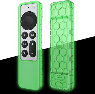Fintie Protective Case for Apple TV Siri Remote 2021 2022 - Honey Comb Lightweight Anti Slip Shockproof Silicone Cover for Apple TV 4K / HD Siri Remote Controller (2nd Gen / 3rd Gen), Green-Glow
