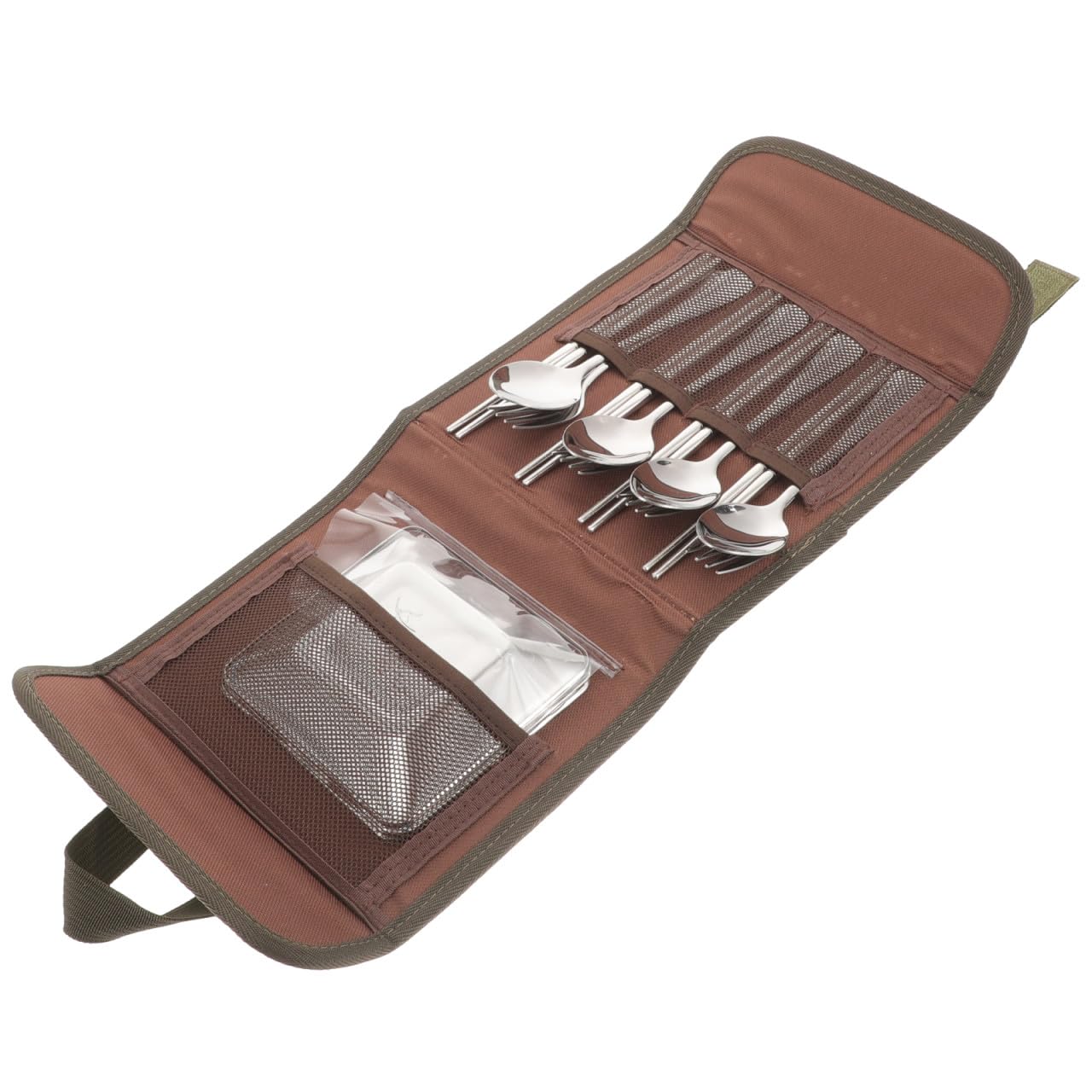 BESPORTBLE Set Posate da Campeggio in Metallo Inossidabile, Kit Barbecue Picnic con Cucchiaio Forchetta Coltello, Posate Portatili Leggere con Borsa per 4 Persone Colore Casuale