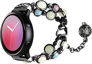 TiMOVO Cinturino Compatibile con Samsung Galaxy Watch 4 40mm/Galaxy Watch 4 Classic 42mm/ Active 2/Active/Watch 3 41mm R840, Cinturino di Scambio per Orologio, Cinturino con Perline alla Moda, Nero