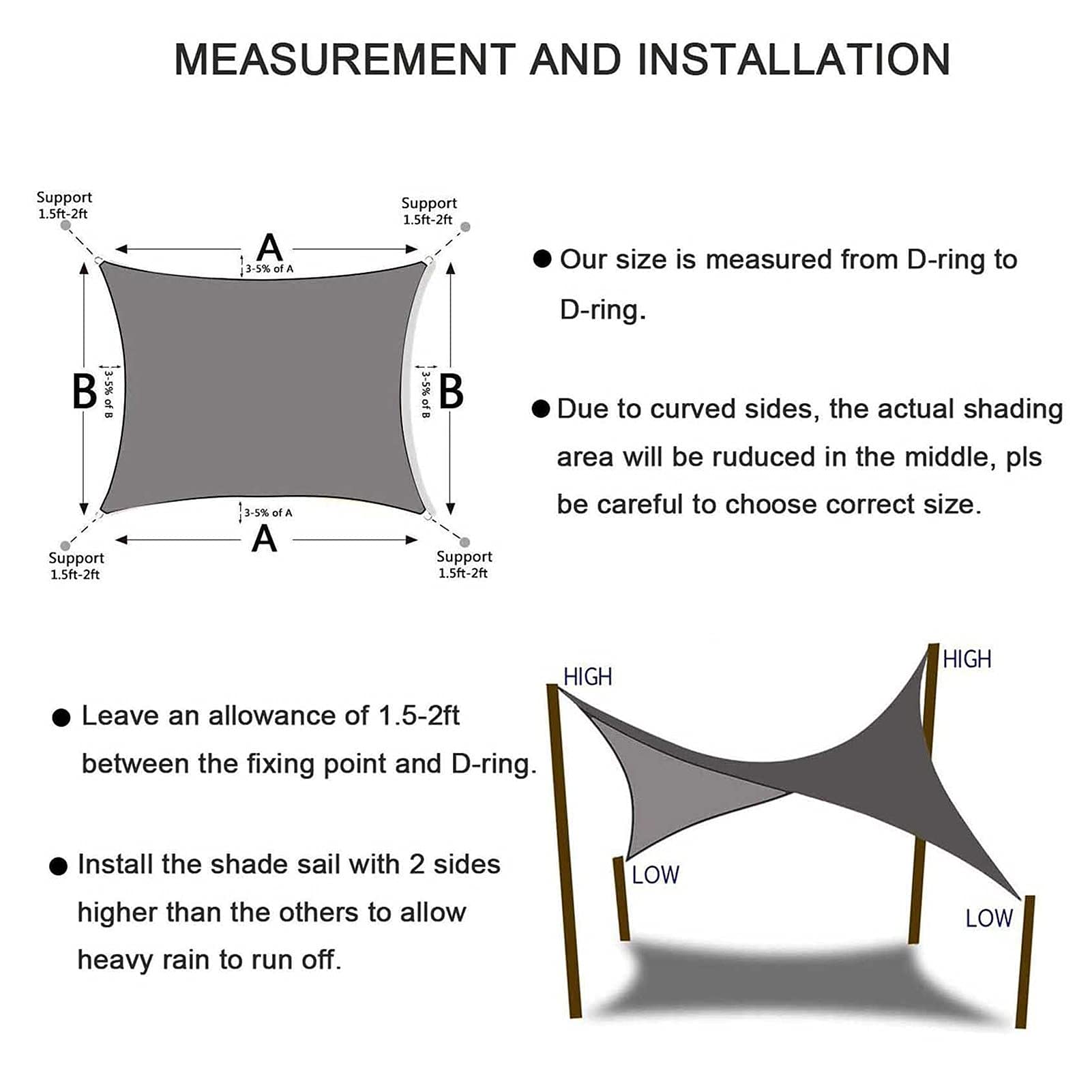 Vela parasole giardino 3X6M rettangolare, 21 colori, baldacchino esterni impermeabile traspirante, baldacchino tenda sole protezione UV al 90%, telo ombreggiante patio/giardino/prato/cam
