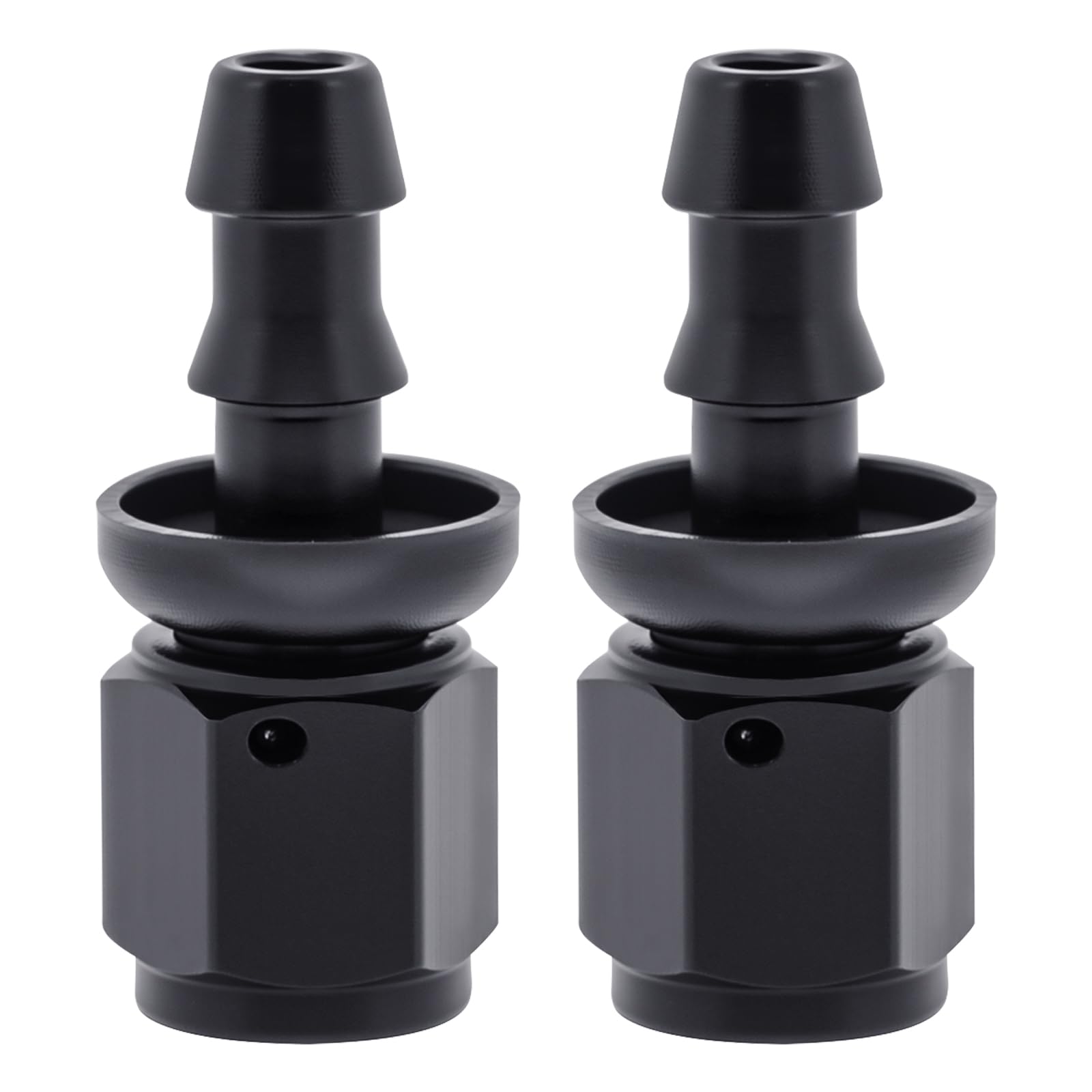 VehiMata 12AN Straight Push Lock Fuel Hose Fitting End Adapter Aluminum Black 2PCS