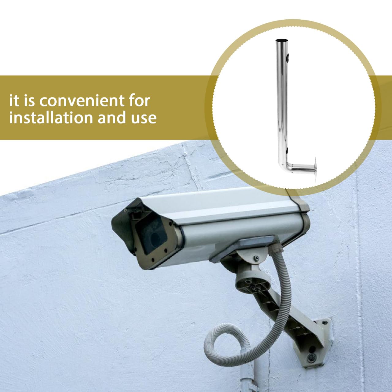 Hemobllo Soporte De Montaje De Poste De Acero Inoxidable para Antena Exterior Soporte De Puente Inalámbrico para Cámaras De Seguridad Instalación Estable En Exteriores 21.3 Pulgadas