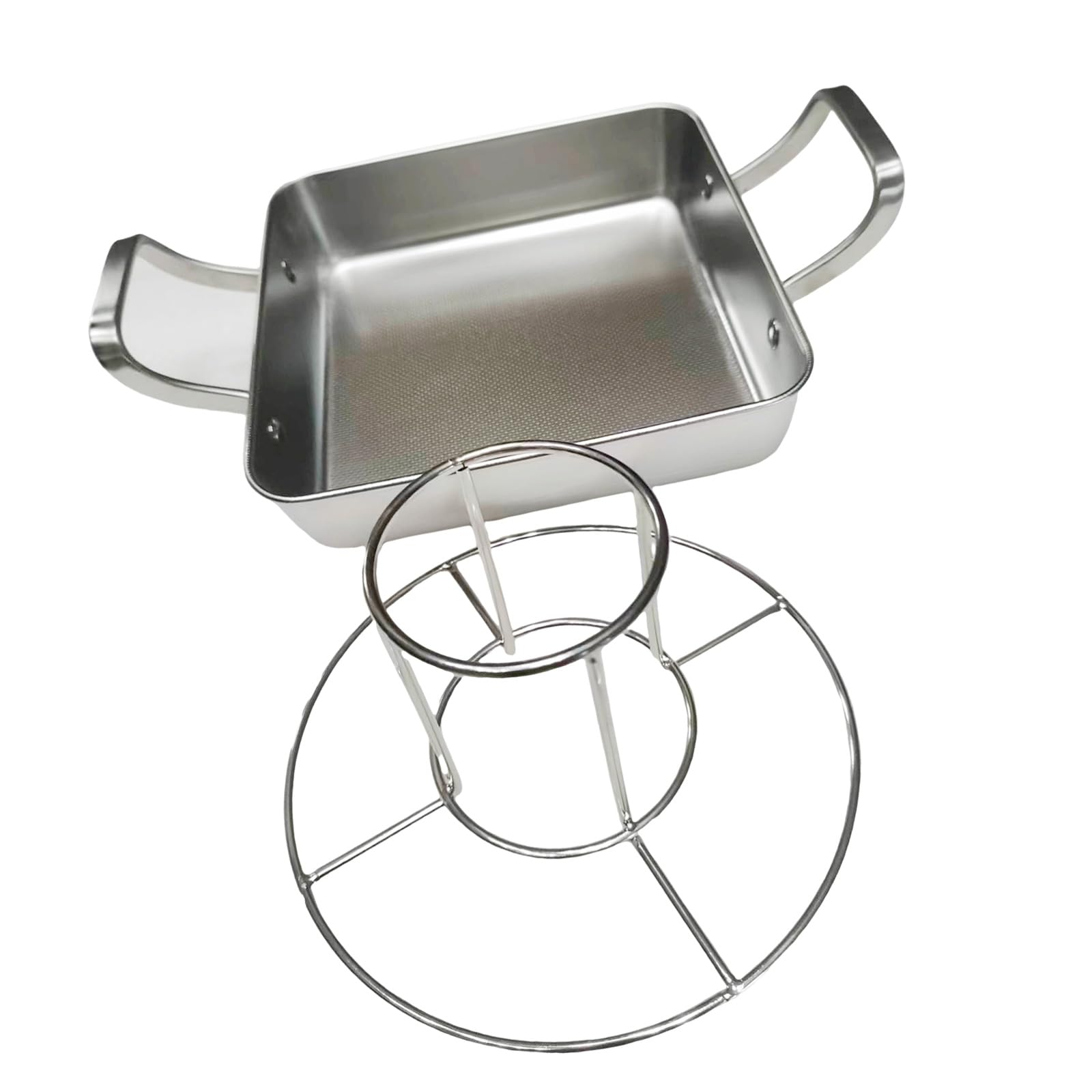 Kalttoy Multipurpose Stainless Steel Roaster Pan for Oven Baking BBQ Grilling Camping Versatiles Cooks Various Food Perfectly Chicken Roaster Pan