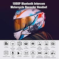 Vista 2 de FreedConn R1plus - Casco de motocicleta con Bluetooth e intercomunicador con cámara 1080P y radio FM 1000 M.