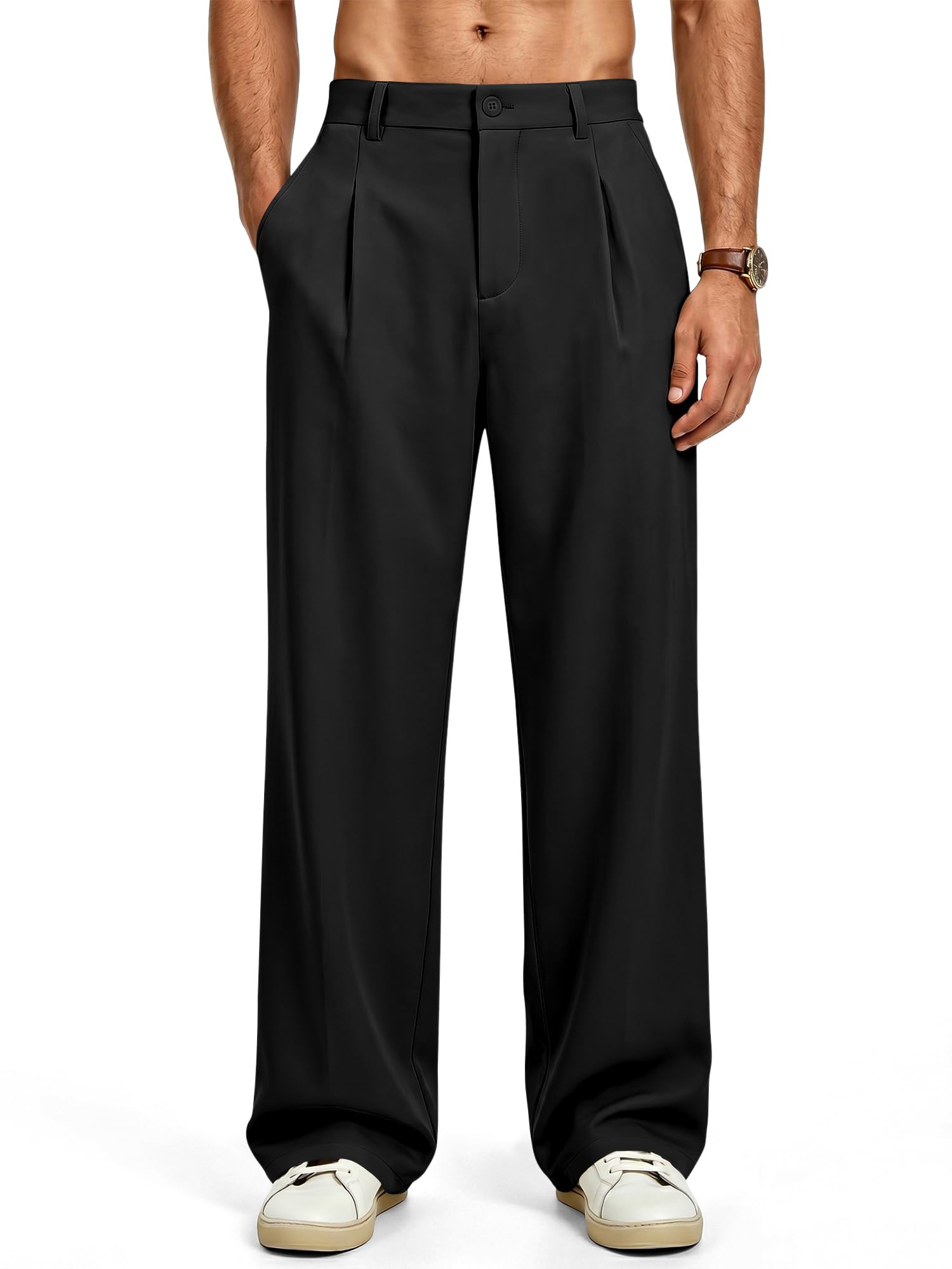 JMIERR Chino Hose Herren Baggy Casual Sommer Anzughose | Regular Fit Leichte Stoffhose,Stretch Weite Hose,Atmungsaktiv,Elastischer Taillenbund,Business Freizeithose